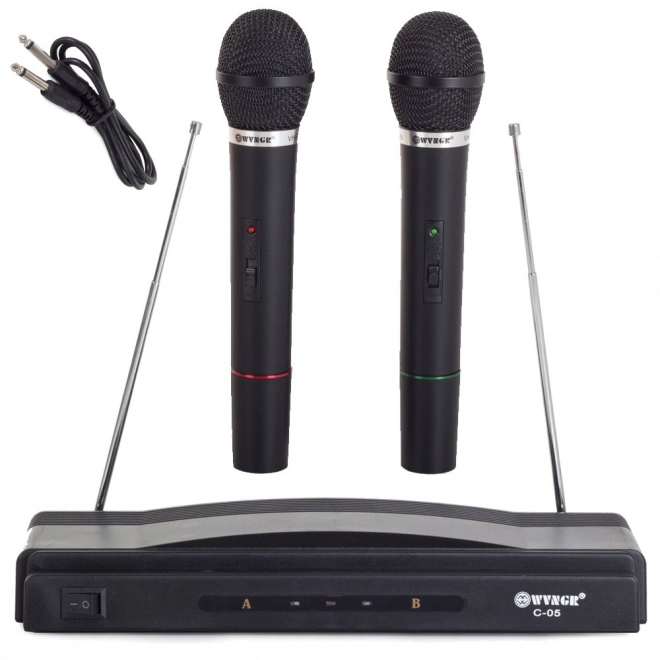 KARAOKE KOMPLET 2x BREZŽIČNI MIKROFON + POSTAJA