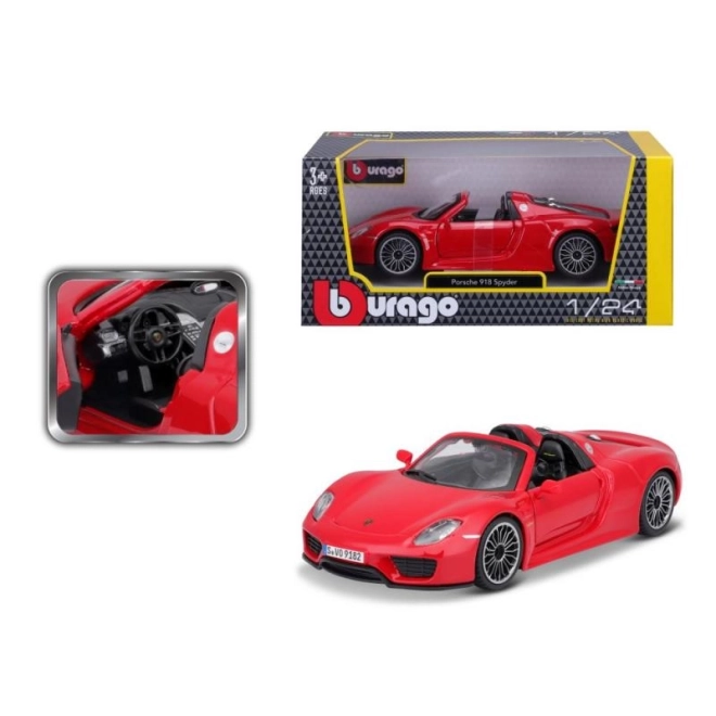 Kovinski avto Porsche 918 Spyder rdeč