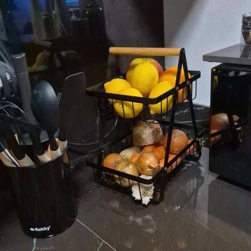 Dvonivojska košara za sadje in zelenjavo v loft slogu
