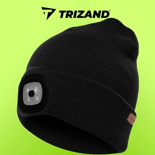 Zimska kapa z baterijsko svetilko - črna Trizand 22663