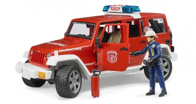 Bruder Rdeči gasilski JEEP WRANGLER s figurico in dodatki