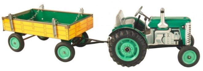Traktor Zetor z navesom rdeč na ključek kovinski 28cm Kovap v škatli