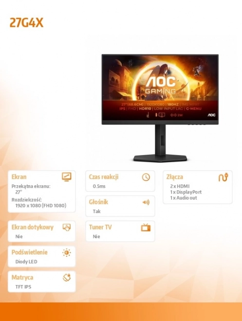 Igralni monitor 27 palcev IPS 180Hz s HDMI in pivotom