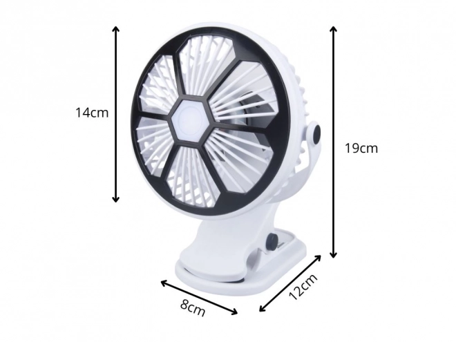 Namizni ventilator z LED lučko in sponko