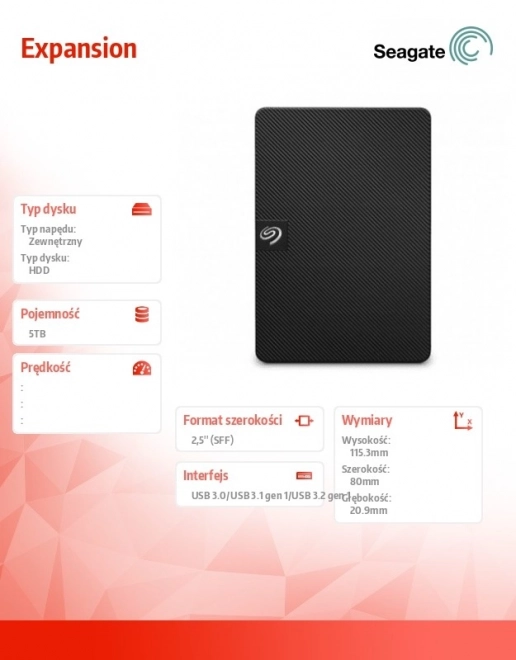 Zunanji disk Seagate Expansion 5TB črn