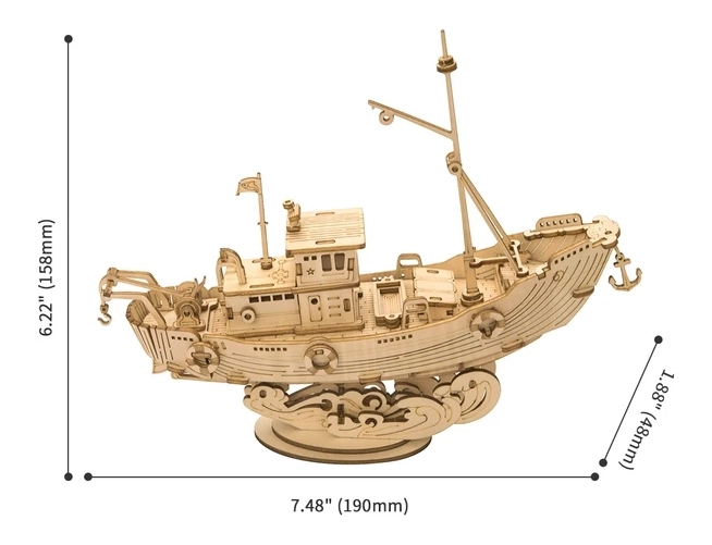 Ribiška ladja - 3D lesena sestavljanka