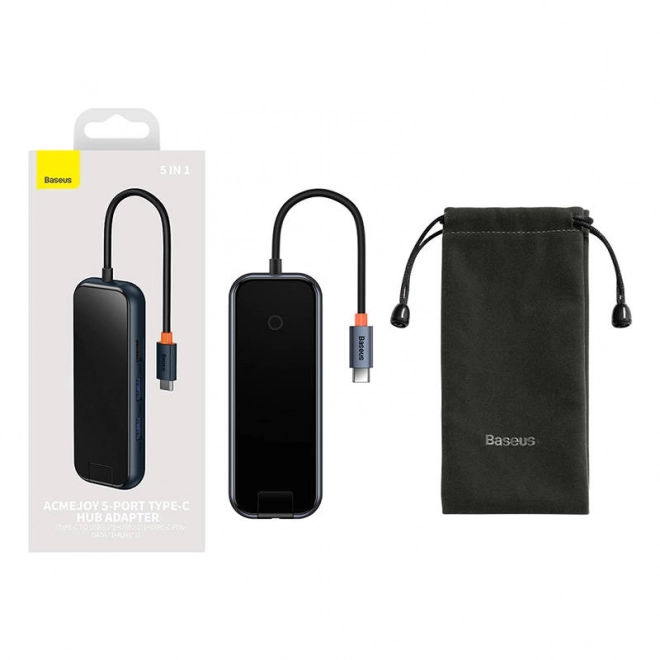 Baseus AcmeJoy 5v1 USB-C Hub z 2x USB 3.0, USB 2.0, USB-C PD in RJ45