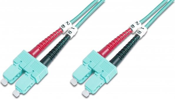 Optični patch kabel duplex SC-SC MM 50/125 OM3 LSOH 3 m, turkizen