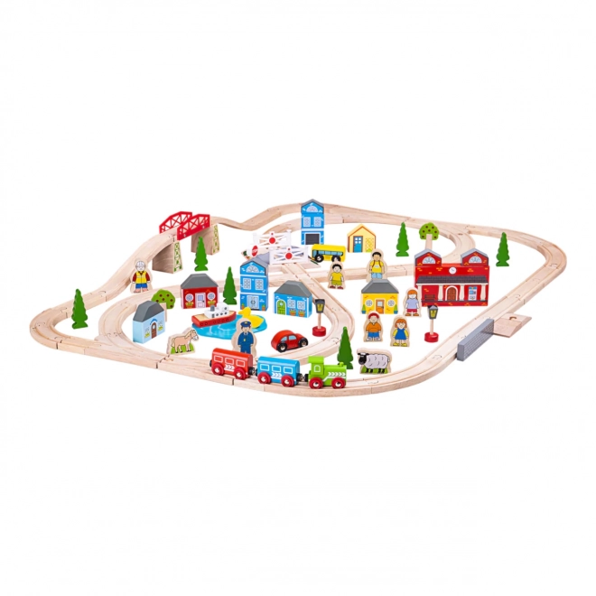 Bigjigs Rail Leseni vlak središče mesto in vas 101 delov