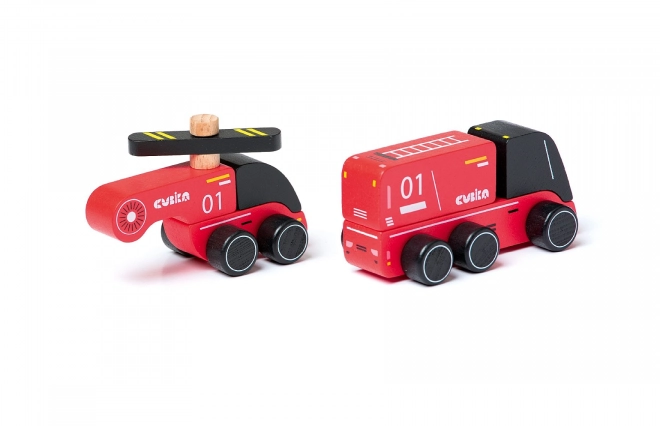 CUBIKA 15559 Gasilsko - lesena igrača z helikopterjem