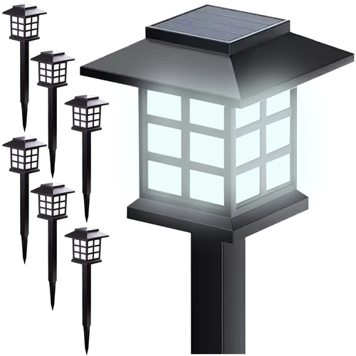 Sončna vrtna svetilna LED – set 6x hišica