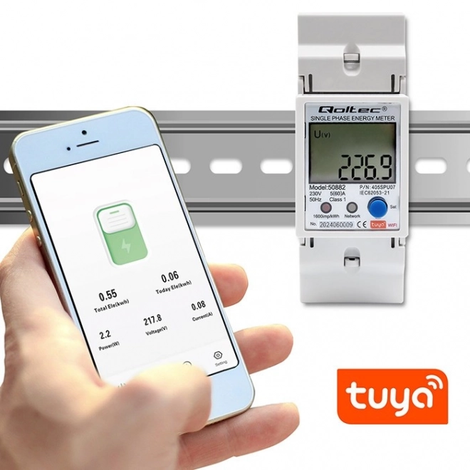 Enofazni elektronski števec električne energije | DIN letev | 230V | LCD | Wi-Fi