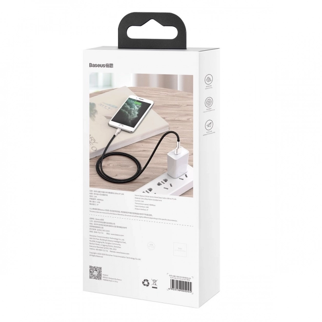 USB kabel za Lightning Baseus Cafule, 2,4A, 1m (črna)