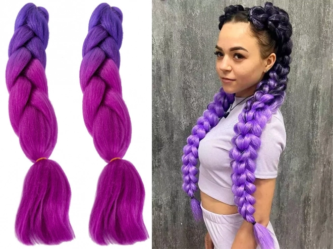 Sintetični lasje v vijoličastem ombre za kitke
