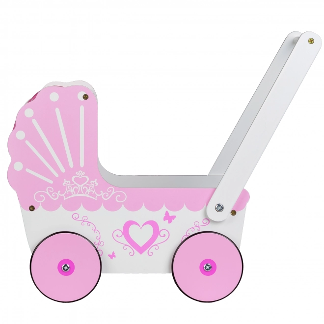 EcoToys Leseni voziček za punčke Pink Heart