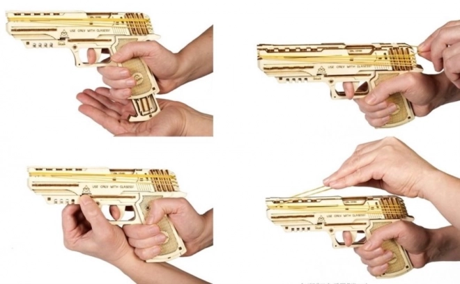 Mehanska 3D sestavljanka pištole UGEARS Wolf-01