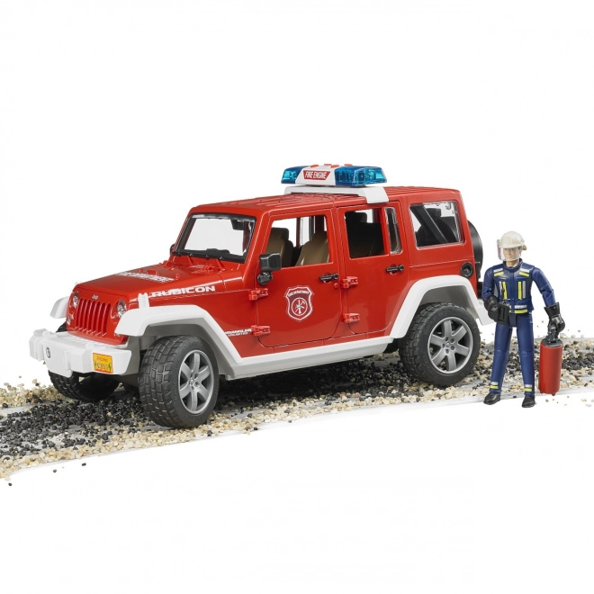 Bruder Rdeči gasilski JEEP WRANGLER s figurico in dodatki