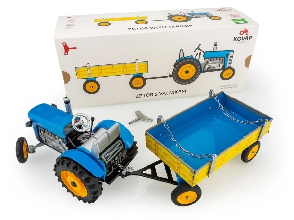 Traktor Zetor z vogalom moder na ključ kovinski 28cm Kovap v škatli