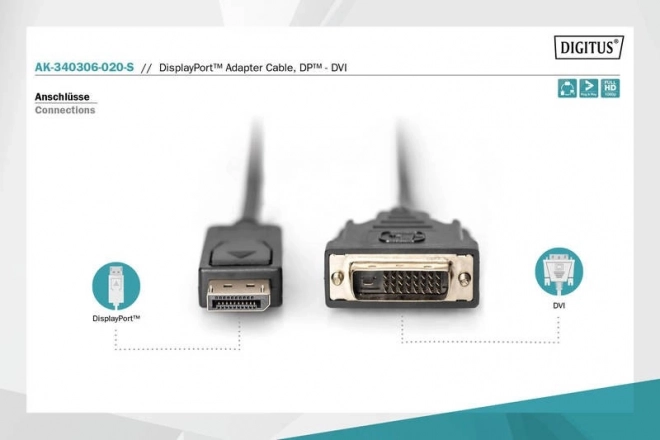 Kabel DisplayPort na DVI-D z zaklepom 2m