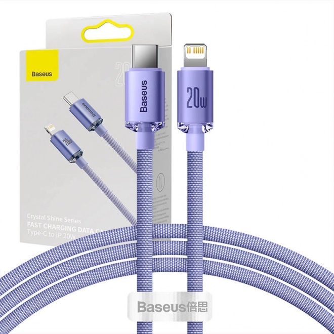Baseus Crystal Shine polnilni kabel USB-C na Lightning vijoličen 20W