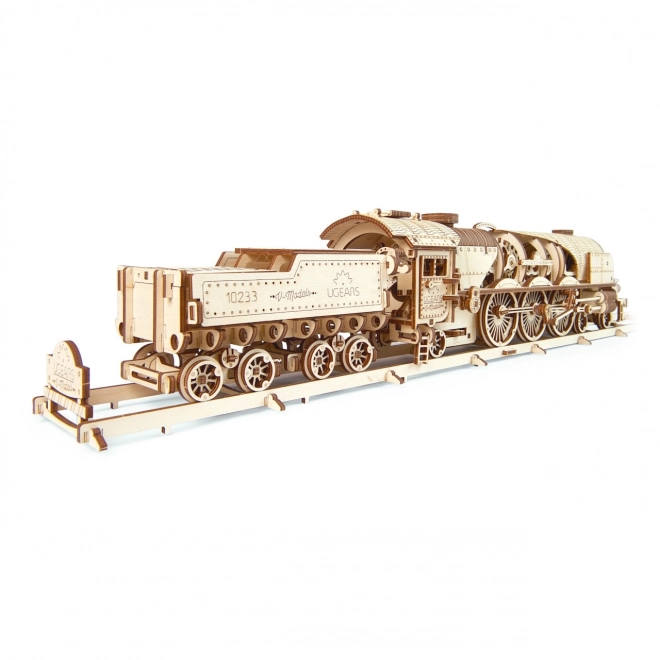 Ugears 3D sestavljanka - Lokomotiva V-express z vagonom 538 kosov