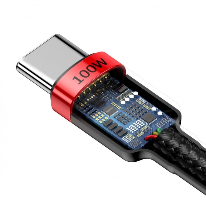 USB-C kabel za hitro polnjenje Baseus Cafule 100W rdeč črn