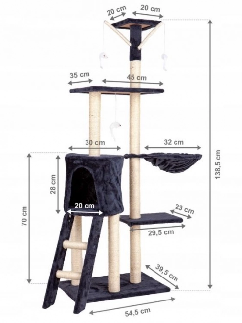 Praskalnik za mačke 138cm XL Siva