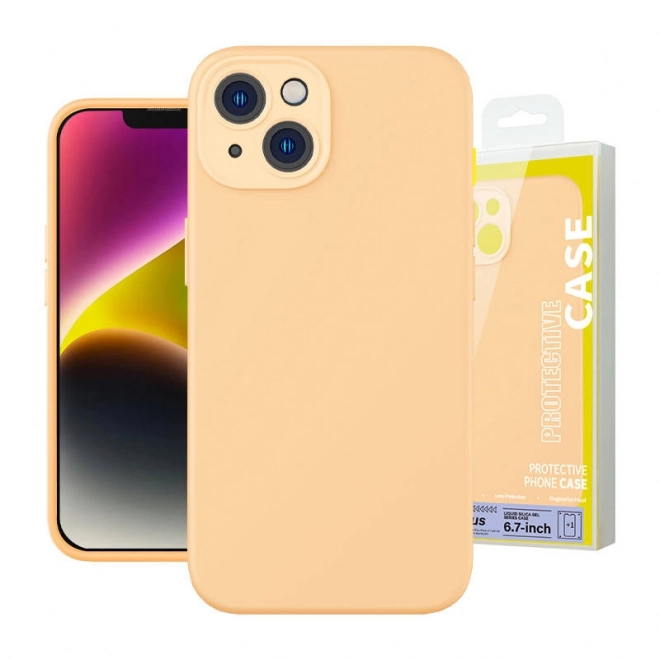 Baseus Gel Tekočina Silicijeva Ovoj za iPhone 14 rumena s kaljenim steklom in čistilnim setom – 14 Plus