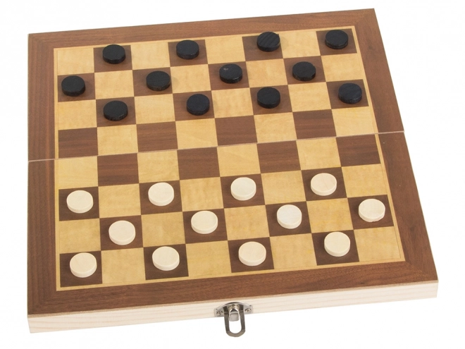 Lesena igralna garnitura 3v1: Šah, Dama in Triktrak