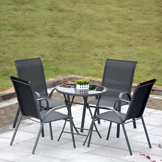 Komplet vrtnih stolov za teraso, balkon, siva barva