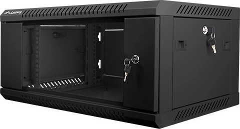Nastenska 19" namestitvena omarica 4U 600×450 mm s steklenimi vrati – črna