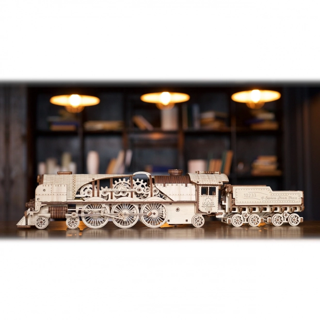 Ugears 3D sestavljanka - Lokomotiva V-express z vagonom 538 kosov