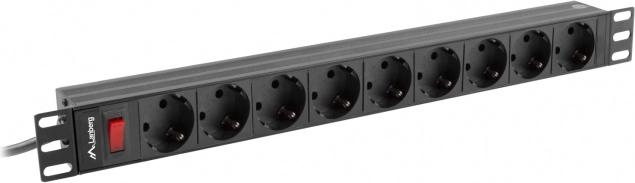 PDU napajalni razdelilnik Rack 19 palcev 1U 16A 9x Schuko 3 m črna