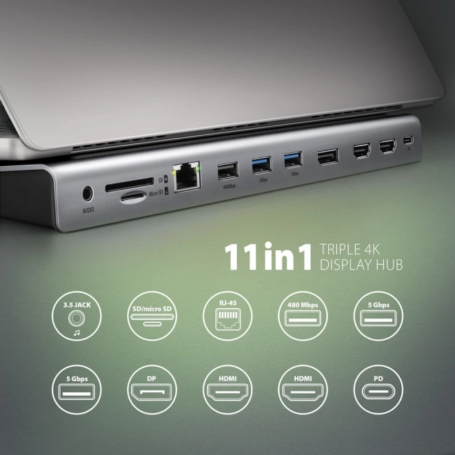 11-v-1 večvratna USB-C razdelilna postaja 5Gbps