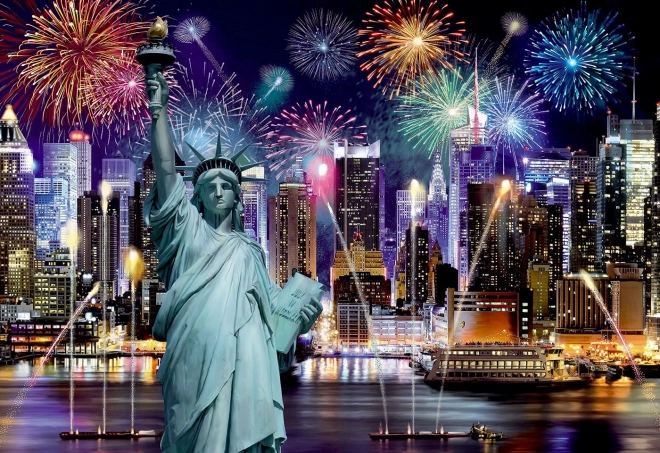 Lesena sestavljanka Nočni New York 2v1