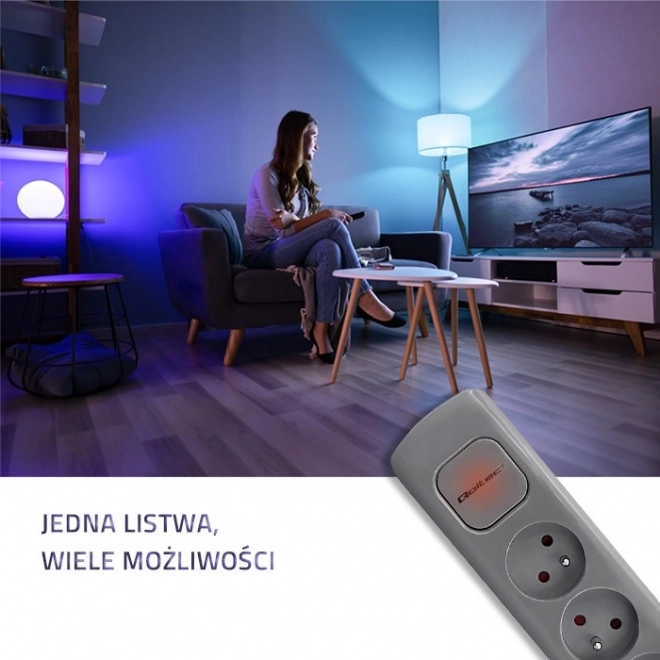 Siva razdelilna letev s 6 vtičnicami 1,8m