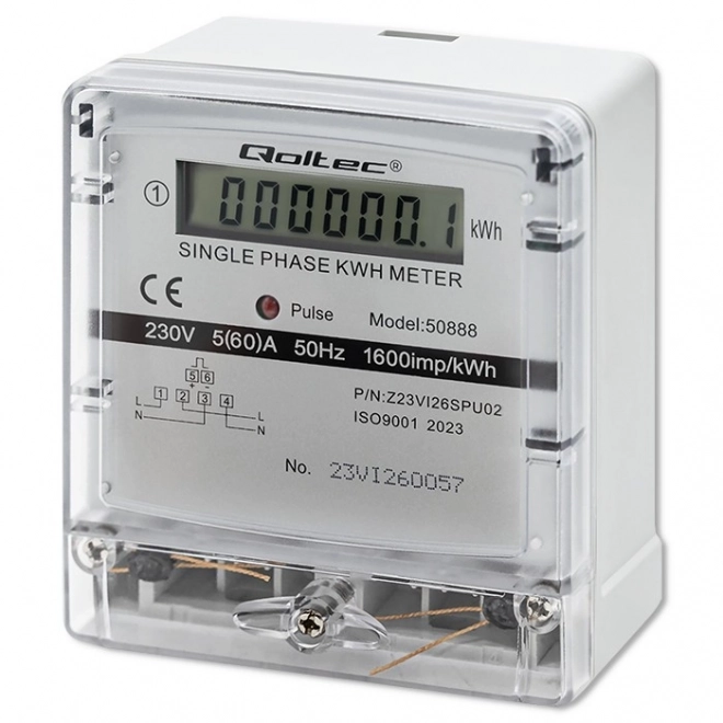 Enofazni števec električne energije Qoltec 230V z LCD zaslonom
