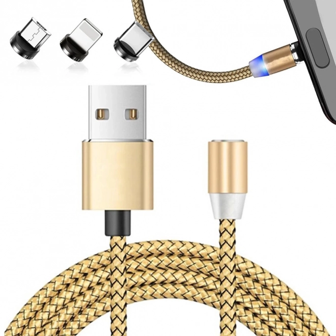 Magnetni polnilni kabel 3v1 micro USB, tip-c in lightning, 1m