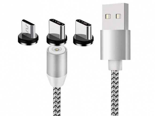 Magnetni polnilni kabel s tremi priključki