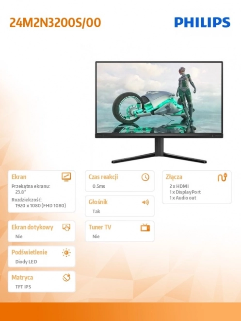 Monitor Philips 23.8" IPS 180Hz s HDMI in DP