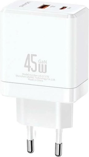 Omrežni polnilec USB-C+USB-A 45W GaN PD 3.0