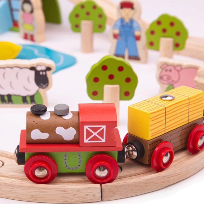 Bigjigs Rail Lesena železniška proga kmetija