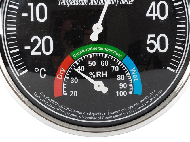 Sobni analogni higrometer in termometer črn