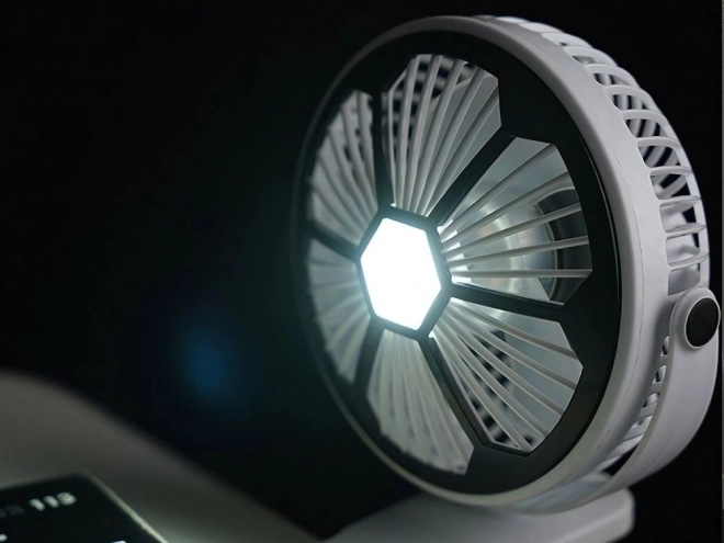 Namizni ventilator z LED lučko in sponko