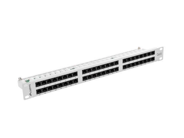 Patch panel 48 priključkov 1U kat.6 siv