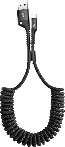 Baseus vzmetni USB‑C kabel 1 m, hitro polnjenje 2 A, črn