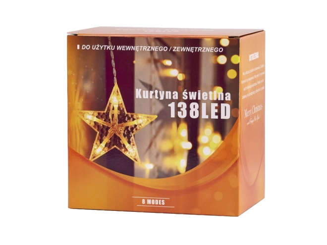 LED topel bela zavesa s zvezdicami in lunami - 2,5 m, 138 LED