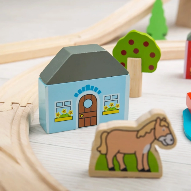 Bigjigs Rail Leseni vlak središče mesto in vas 101 delov