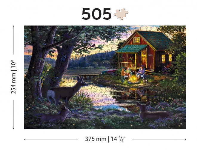 Wooden City Lesena sestavljanka Večer v hiši ob jezeru 2v1, 505 kosov EKO