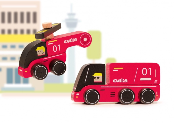 CUBIKA 15559 Gasilsko - lesena igrača z helikopterjem